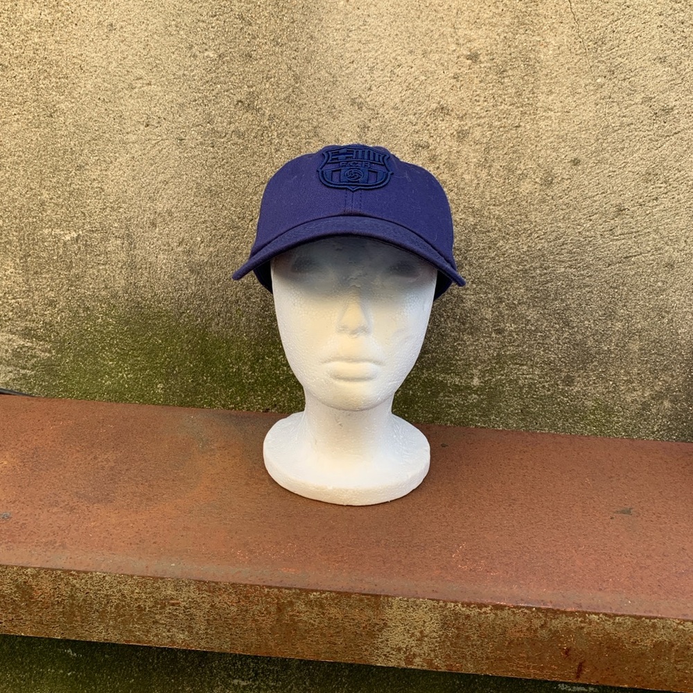 Fc Barcelona Hat Cap Adjustable Navy Embroidered Logo